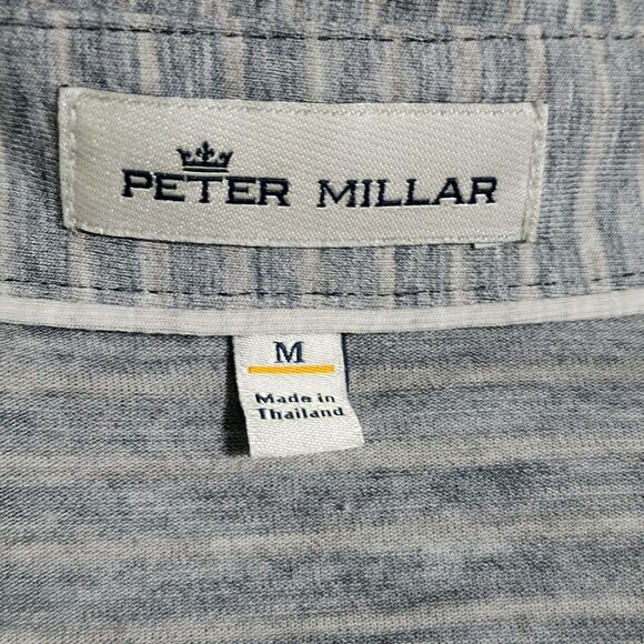 Peter Millar Mens Short Sleeve Polo Shirt Gray Stripes OVERSIZED Sz M/may fit XL - Picture 5 of 8
